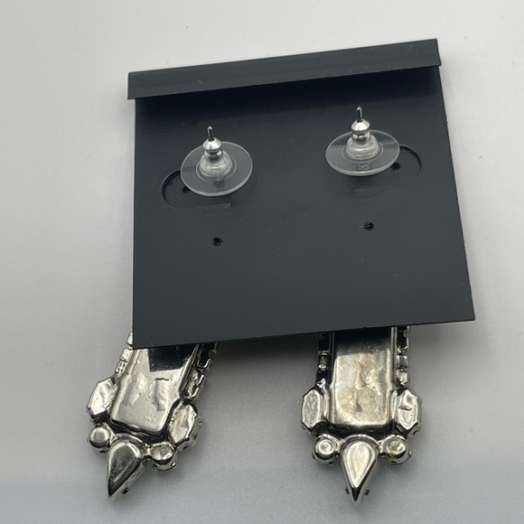 NWT nOir Jewelry Yellow and Clear Stone Silver Toned Statement Formal  Earrings - Picture 3 of 3